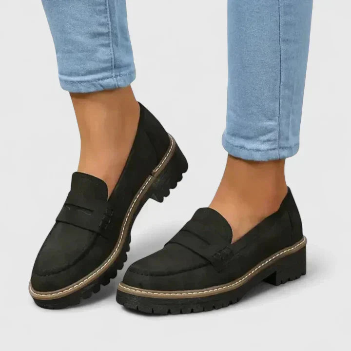 Comfortable Loafers for Women with Penny Strap Chunky Sole Slip On Style