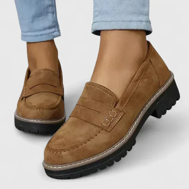 Comfortable Loafers for Women with Penny Strap Chunky Sole Slip On Style