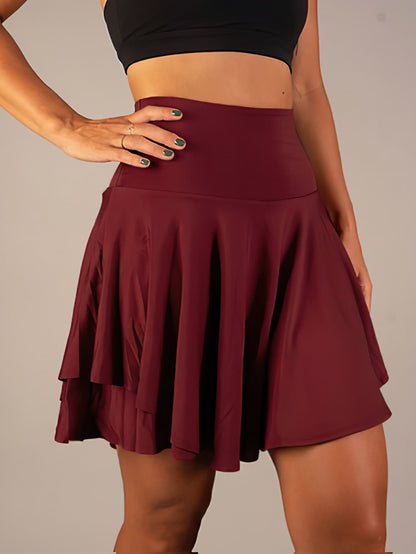 Effortless Ruffle Mini Skirt for Women with High Waist Layered Flowy Skater Style