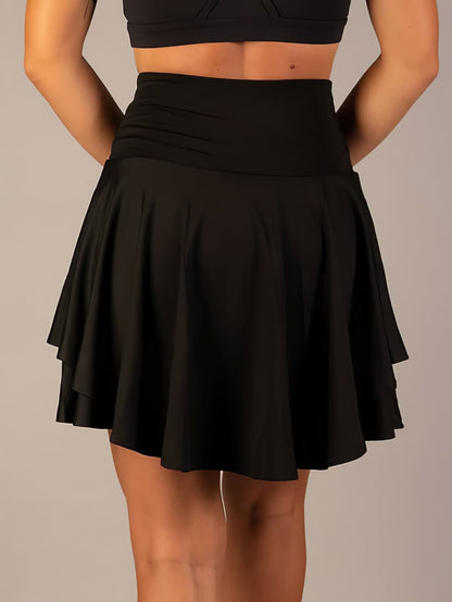 Effortless Ruffle Mini Skirt for Women with High Waist Layered Flowy Skater Style