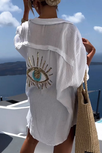 Effortless White Shirt for Women with Collar Long Sleeve Relaxed Oversized Style