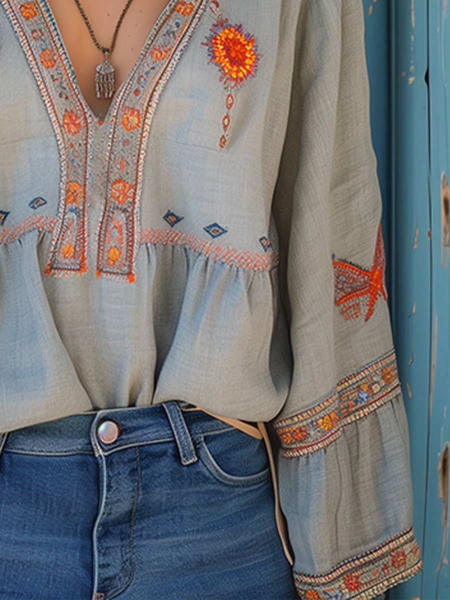 Jessica | Women’s Summer Bohemian Embroidered Blouse
