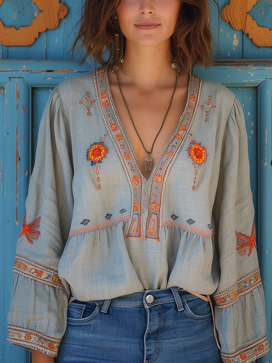 Jessica | Women’s Summer Bohemian Embroidered Blouse