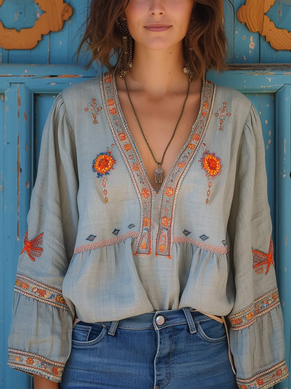 Jessica | Women’s Summer Bohemian Embroidered Blouse