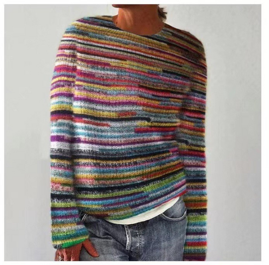 Comfortable Knit Sweater for Women with Crew Neck Long Sleeve Relaxed Oversized Style