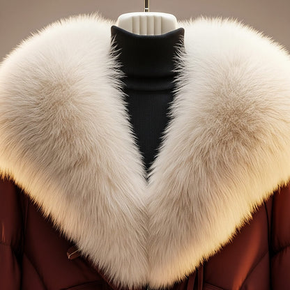 Cozy Puffer Jacket for Women with Faux Fur Collar Long Sleeve Padded Oversized Winter Style
