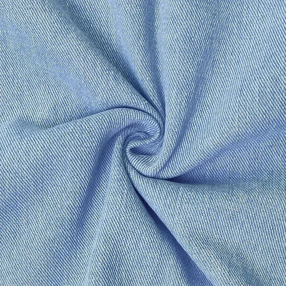 Elegant Blue Denim Dress for Women with Scoop Neck Sleeveless Patch Pocket A Line Mini Style