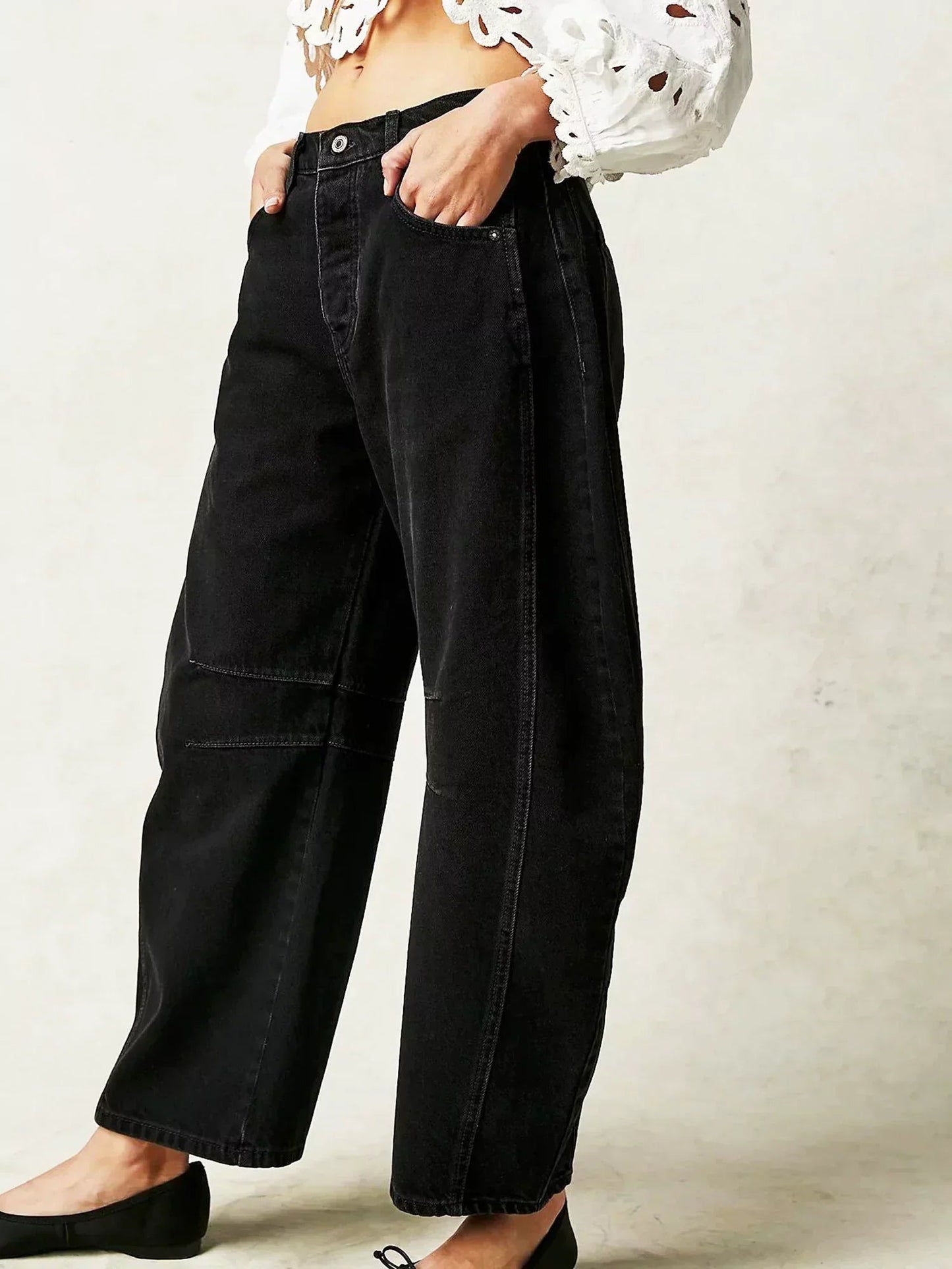 Effortless High Waisted Wide Leg Jeans for Women with Button Fly Curved Leg Relaxed Denim Style