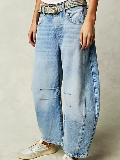Effortless High Waisted Wide Leg Jeans for Women with Button Fly Curved Leg Relaxed Denim Style
