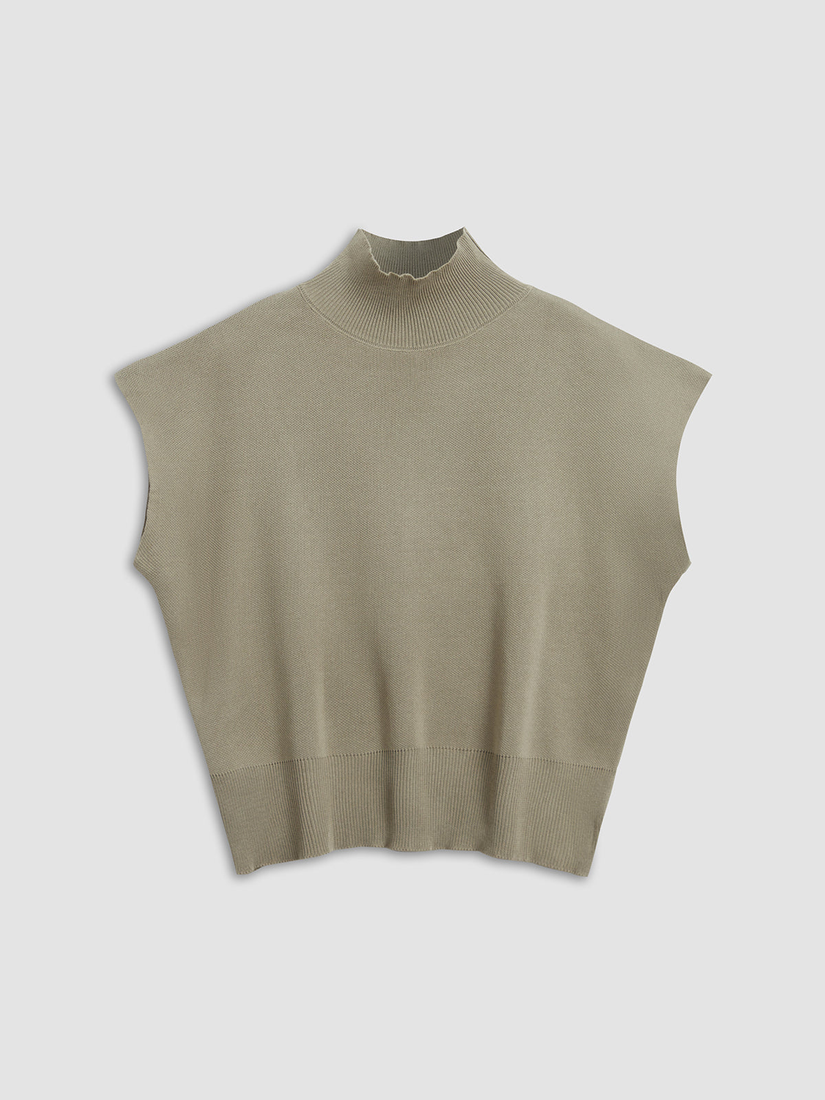 Elegant Sleeveless Top for Women with High Neck Cap Sleeve Knit Casual Style