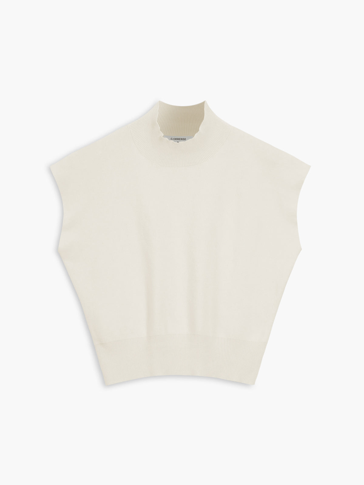 Elegant Sleeveless Top for Women with High Neck Cap Sleeve Knit Casual Style