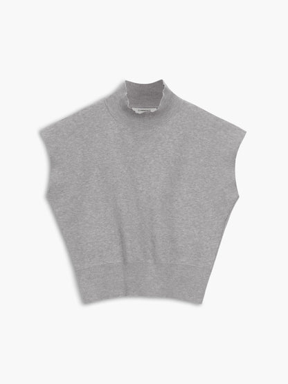 Elegant Sleeveless Top for Women with High Neck Cap Sleeve Knit Casual Style