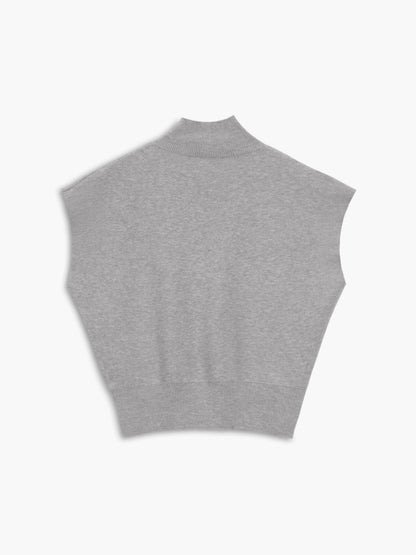 Elegant Sleeveless Top for Women with High Neck Cap Sleeve Knit Casual Style