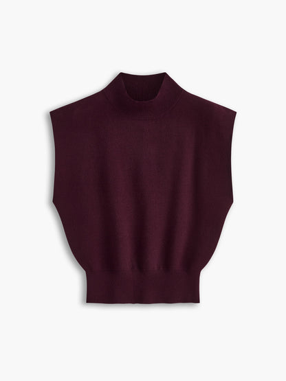 Elegant Sleeveless Top for Women with High Neck Cap Sleeve Knit Casual Style