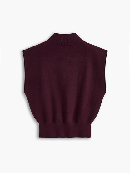 Elegant Sleeveless Top for Women with High Neck Cap Sleeve Knit Casual Style