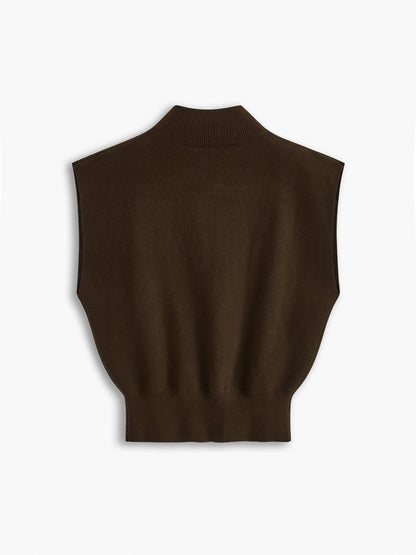 Elegant Sleeveless Top for Women with High Neck Cap Sleeve Knit Casual Style