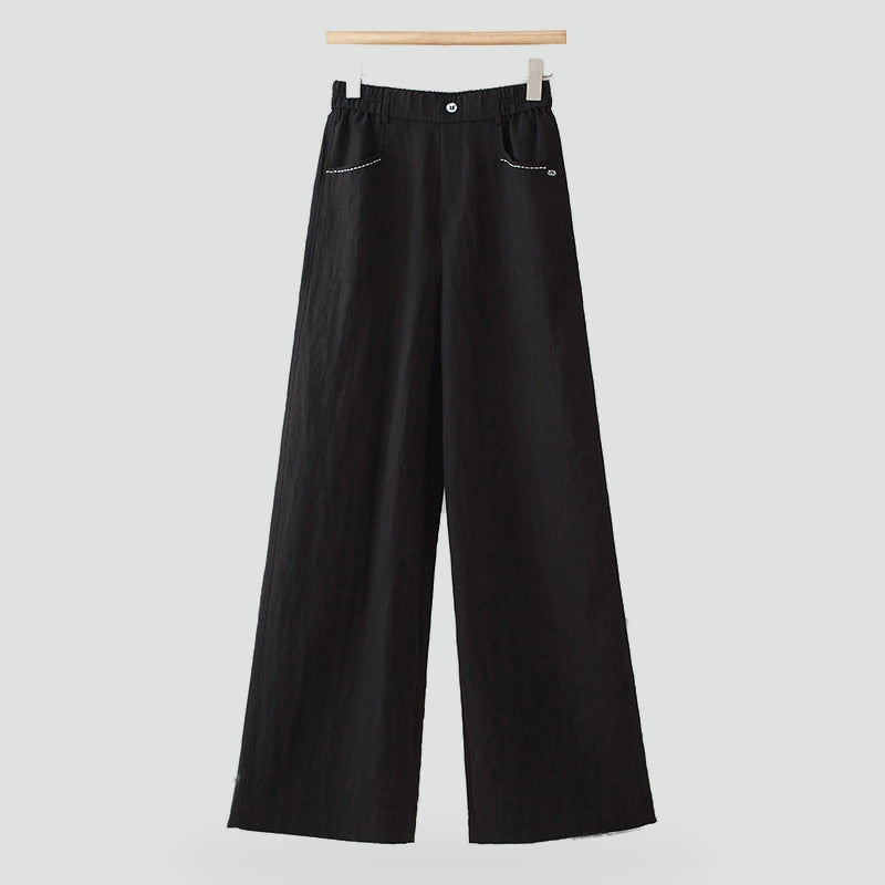 Effortless Linen Pants for Women with High Waist Elastic Wide Leg Relaxed Flowing Casual Style
