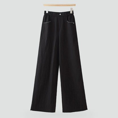 Effortless Linen Pants for Women with High Waist Elastic Wide Leg Relaxed Flowing Casual Style