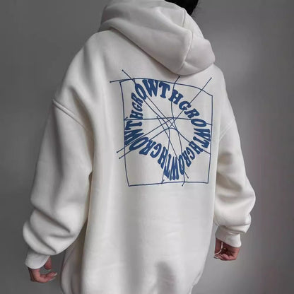 Comfortable Graphic Print Hoodie for Women with Drawstring Hood Long Sleeve Oversized Relaxed Style