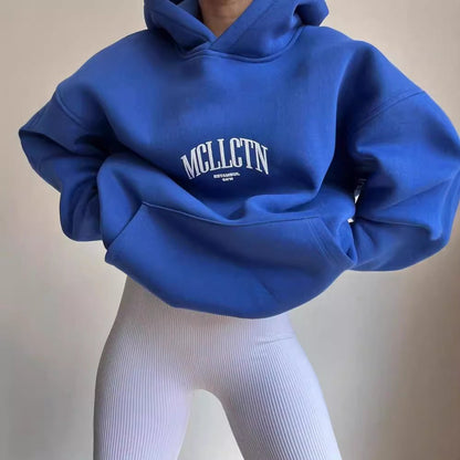 Comfortable Graphic Print Hoodie for Women with Drawstring Hood Long Sleeve Oversized Relaxed Style