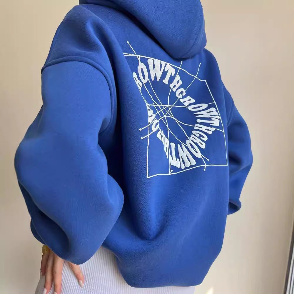 Comfortable Graphic Print Hoodie for Women with Drawstring Hood Long Sleeve Oversized Relaxed Style