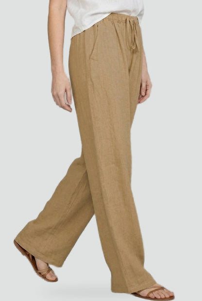 Effortless Linen Pants for Women with High Waist Drawstring Wide Leg Relaxed Casual Style