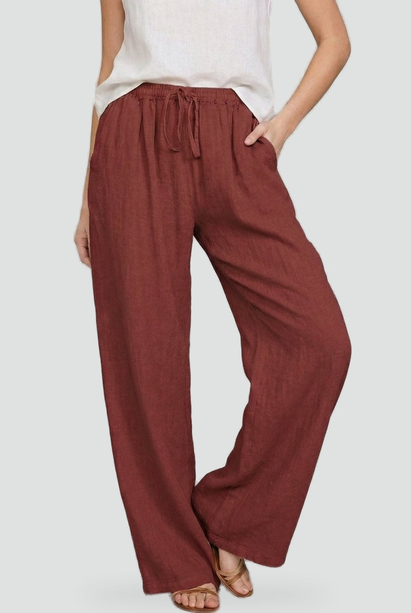 Effortless Linen Pants for Women with High Waist Drawstring Wide Leg Relaxed Casual Style