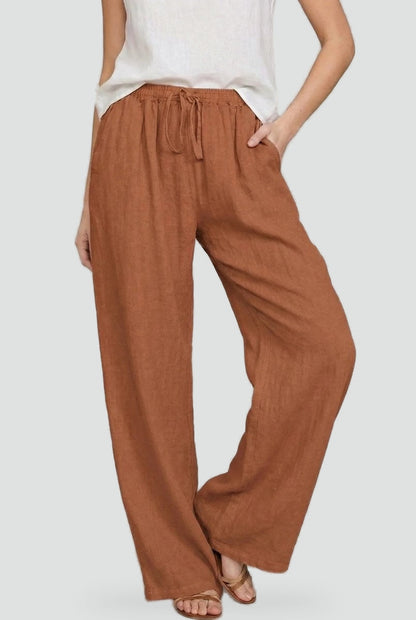 Effortless Linen Pants for Women with High Waist Drawstring Wide Leg Relaxed Casual Style