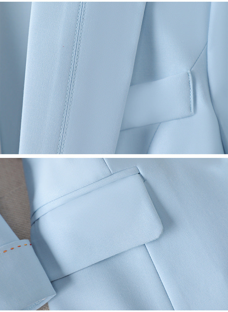 Elegant Blazer Pants Set for Women with Notched Lapel Long Sleeve Single Button Tailored Suit Style