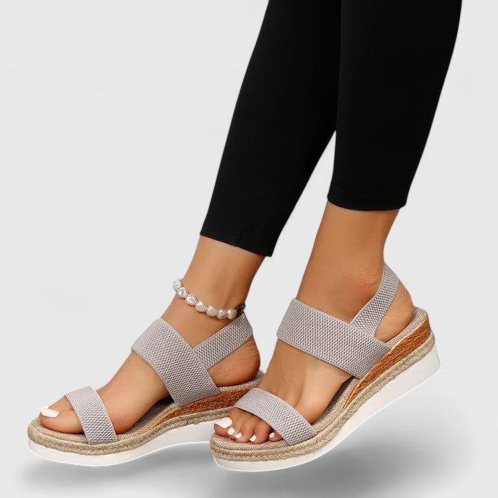 Comfortable Orthopedic Sandals for Women with Elastic Strap Espadrille Wedge Platform Style