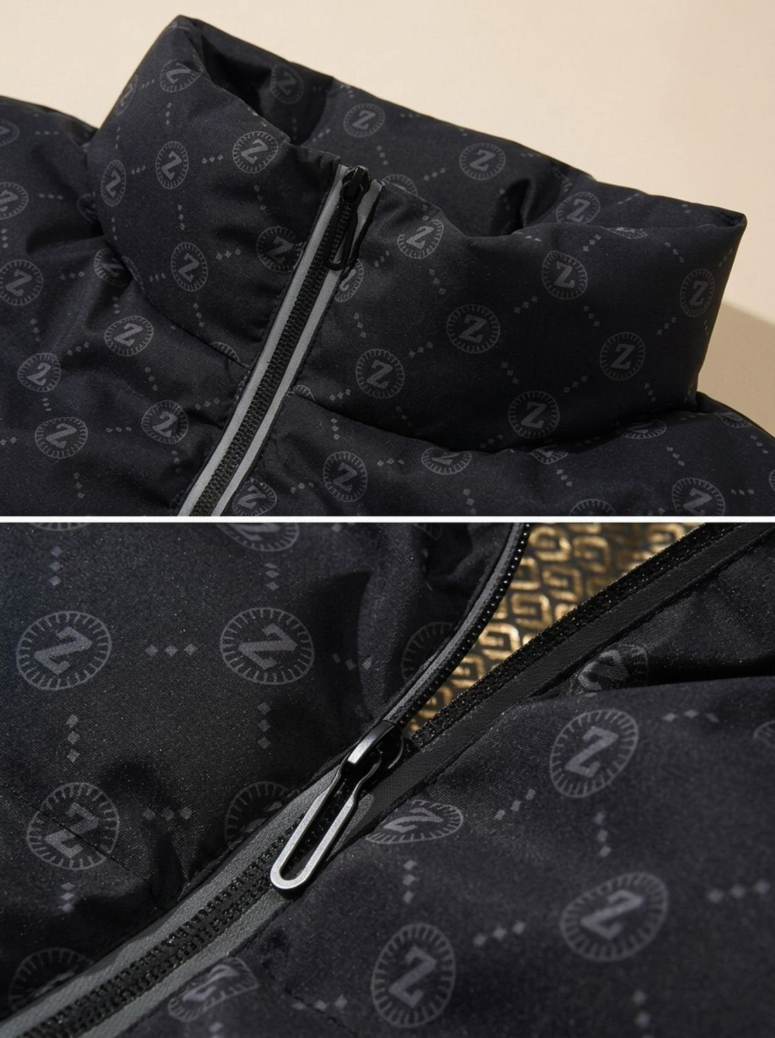 Cozy Insulated Puffer Jacket for Men with Stand Collar Long Sleeve Quilted Zip Winter Style