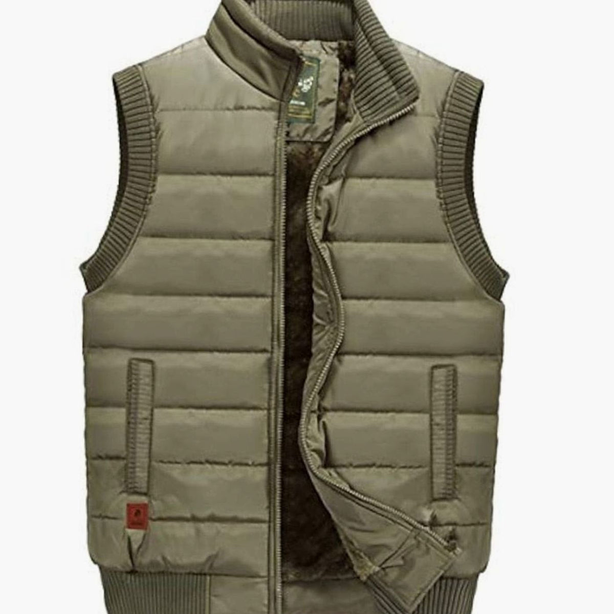 Cozy Quilted Puffer Vest for Men with Stand Collar Sleeveless Fleece Lined Zip Winter Style