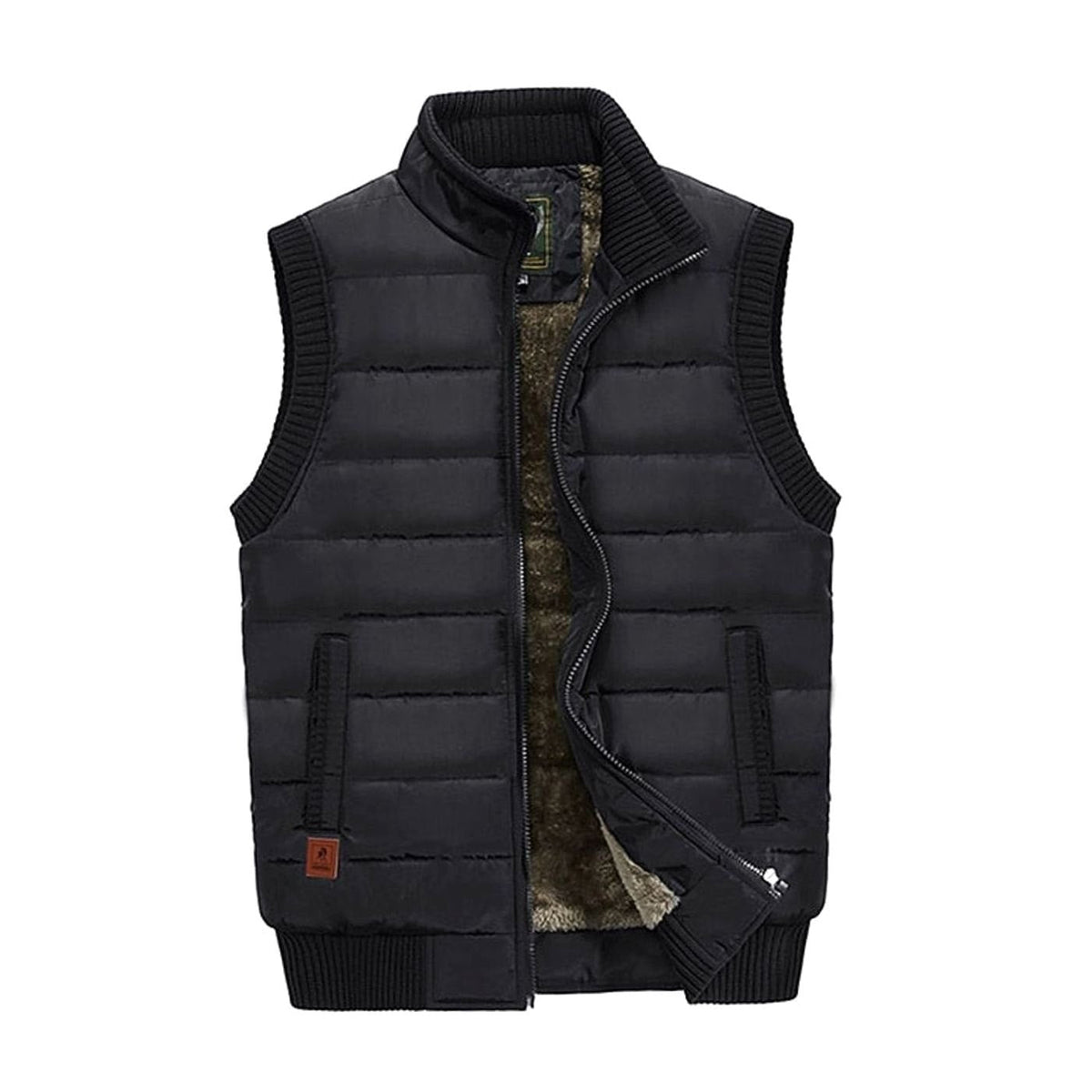 Cozy Quilted Puffer Vest for Men with Stand Collar Sleeveless Fleece Lined Zip Winter Style