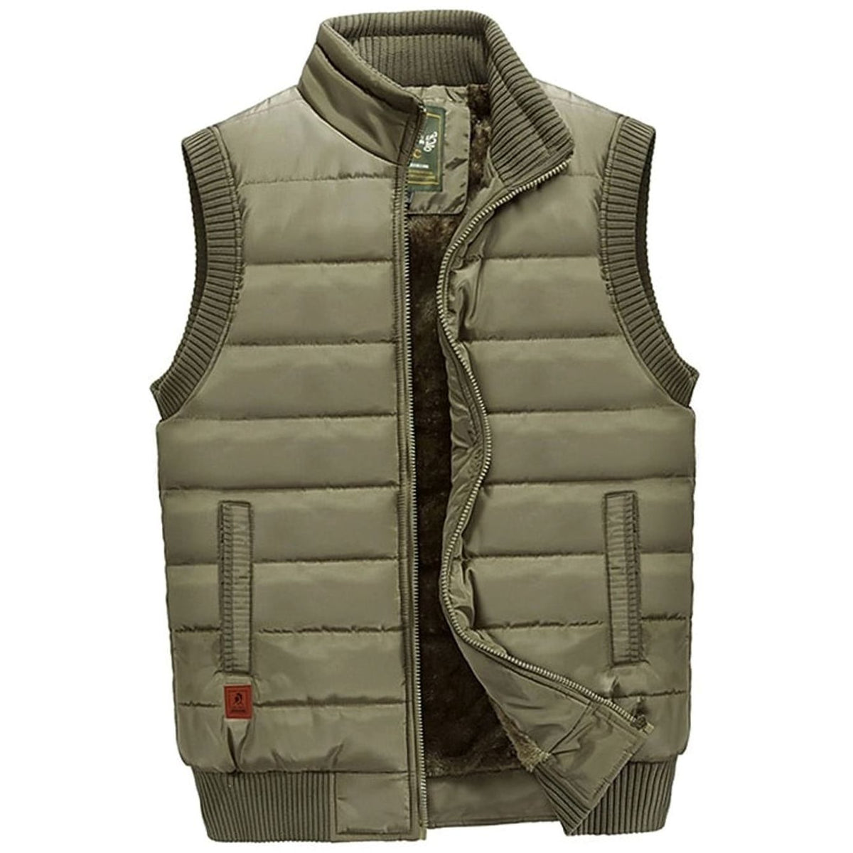 Cozy Quilted Puffer Vest for Men with Stand Collar Sleeveless Fleece Lined Zip Winter Style