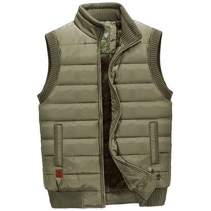 Cozy Quilted Puffer Vest for Men with Stand Collar Sleeveless Fleece Lined Zip Winter Style