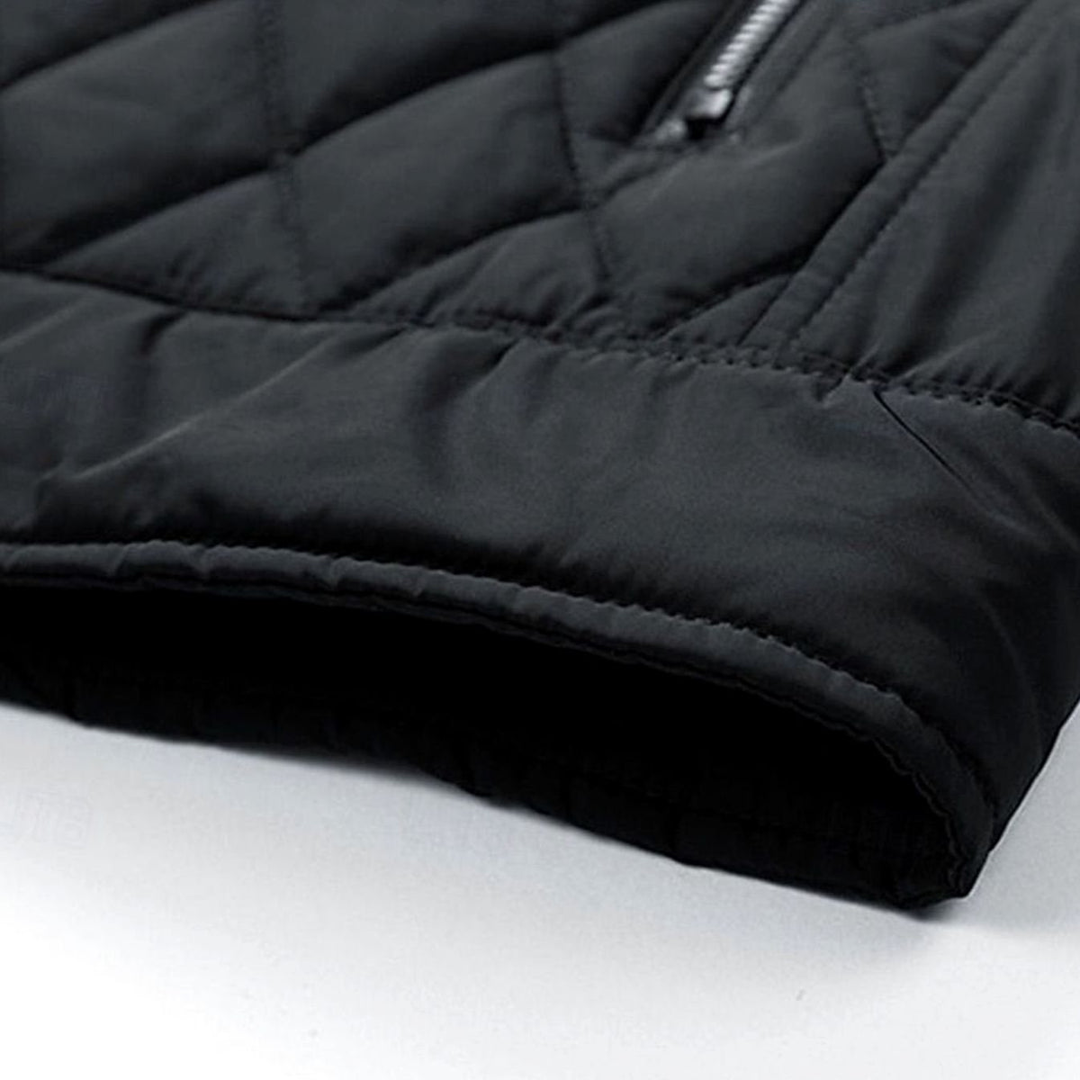 Cozy Diamond Quilted Moto Jacket for Men with Stand Collar Long Sleeve Full Zip Bomber Winter Style