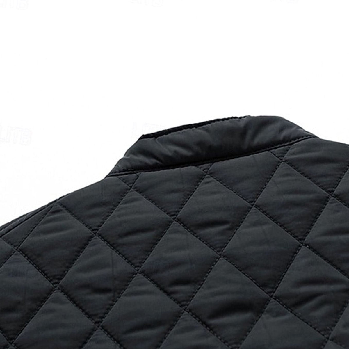 Cozy Diamond Quilted Moto Jacket for Men with Stand Collar Long Sleeve Full Zip Bomber Winter Style