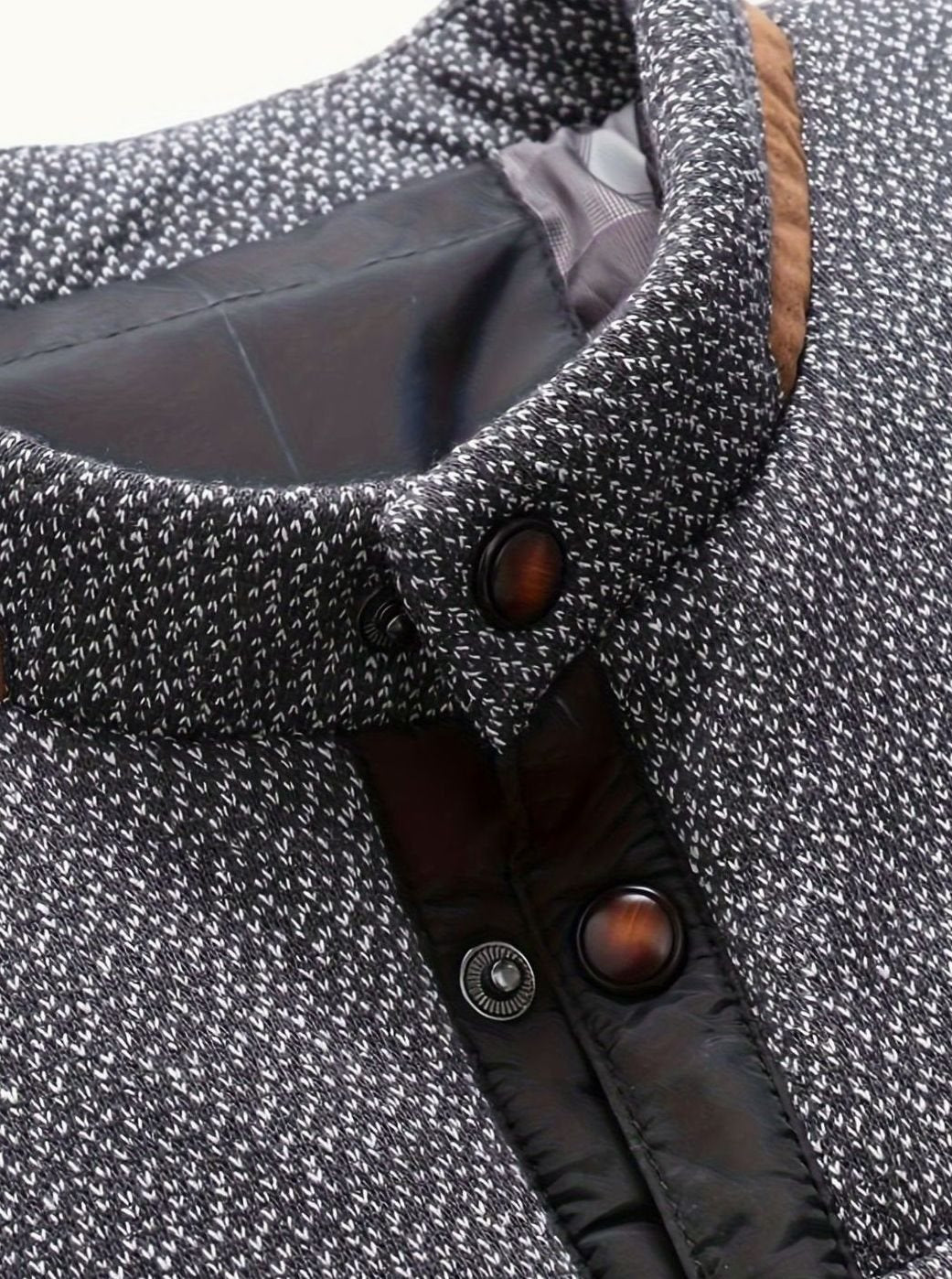 Cozy Diamond Quilted Jacket for Men with Stand Collar Long Sleeve Snap Front Insulated Winter Style