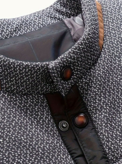 Cozy Diamond Quilted Jacket for Men with Stand Collar Long Sleeve Snap Front Insulated Winter Style