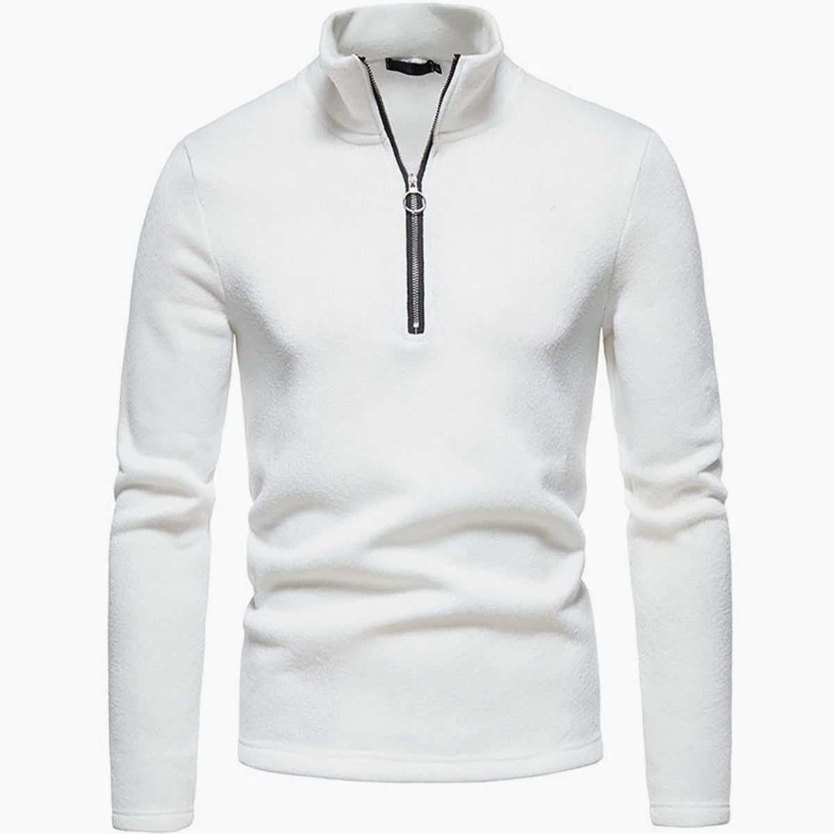 Cozy Marled Knit Quarter-Zip Sweater for Men with Mock Neck Long Sleeve Pullover Ribbed Winter Style