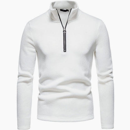 Cozy Marled Knit Quarter-Zip Sweater for Men with Mock Neck Long Sleeve Pullover Ribbed Winter Style