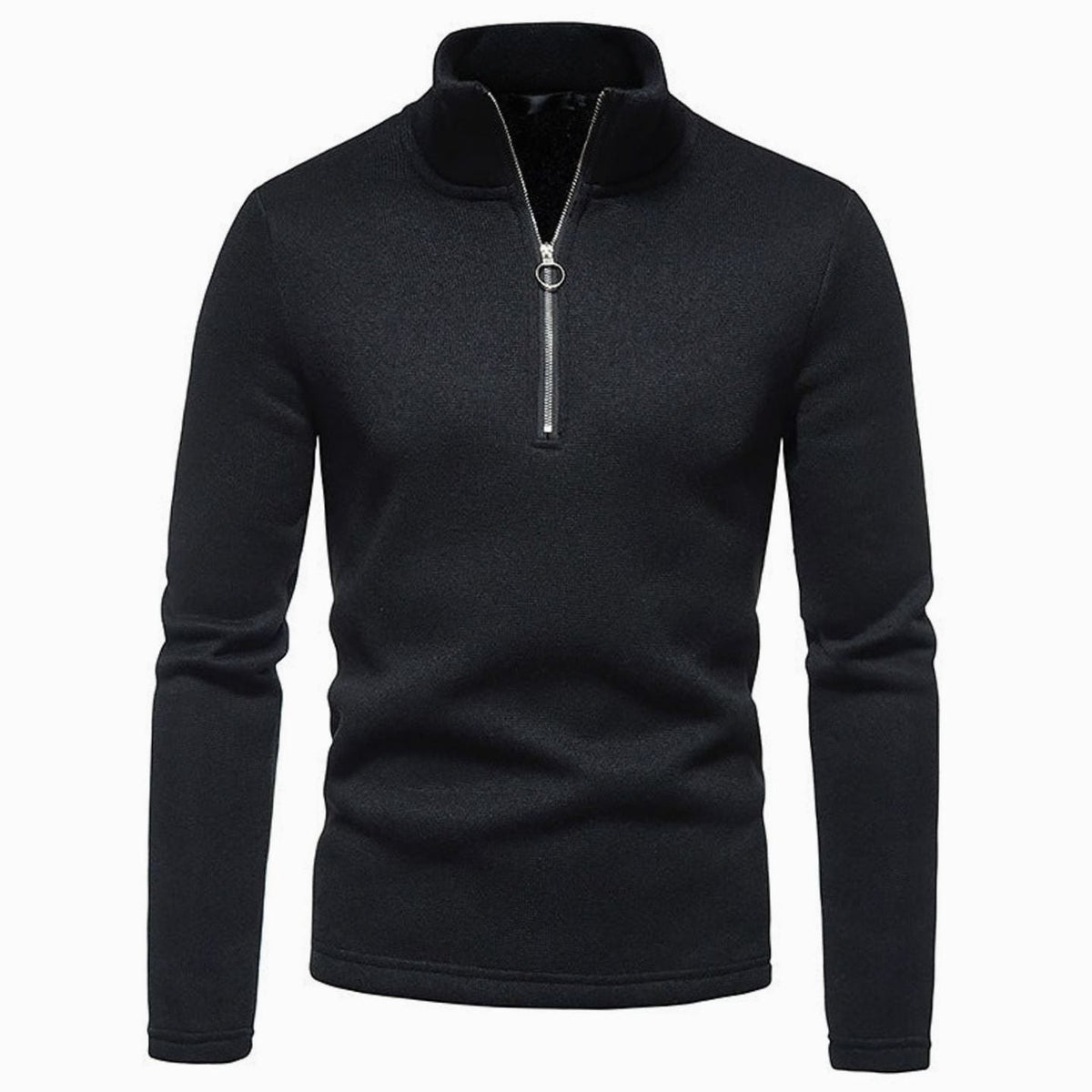 Cozy Marled Knit Quarter-Zip Sweater for Men with Mock Neck Long Sleeve Pullover Ribbed Winter Style
