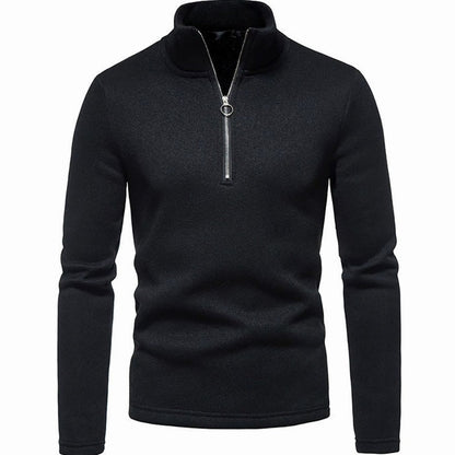 Cozy Marled Knit Quarter-Zip Sweater for Men with Mock Neck Long Sleeve Pullover Ribbed Winter Style