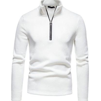 Cozy Marled Knit Quarter-Zip Sweater for Men with Mock Neck Long Sleeve Pullover Ribbed Winter Style
