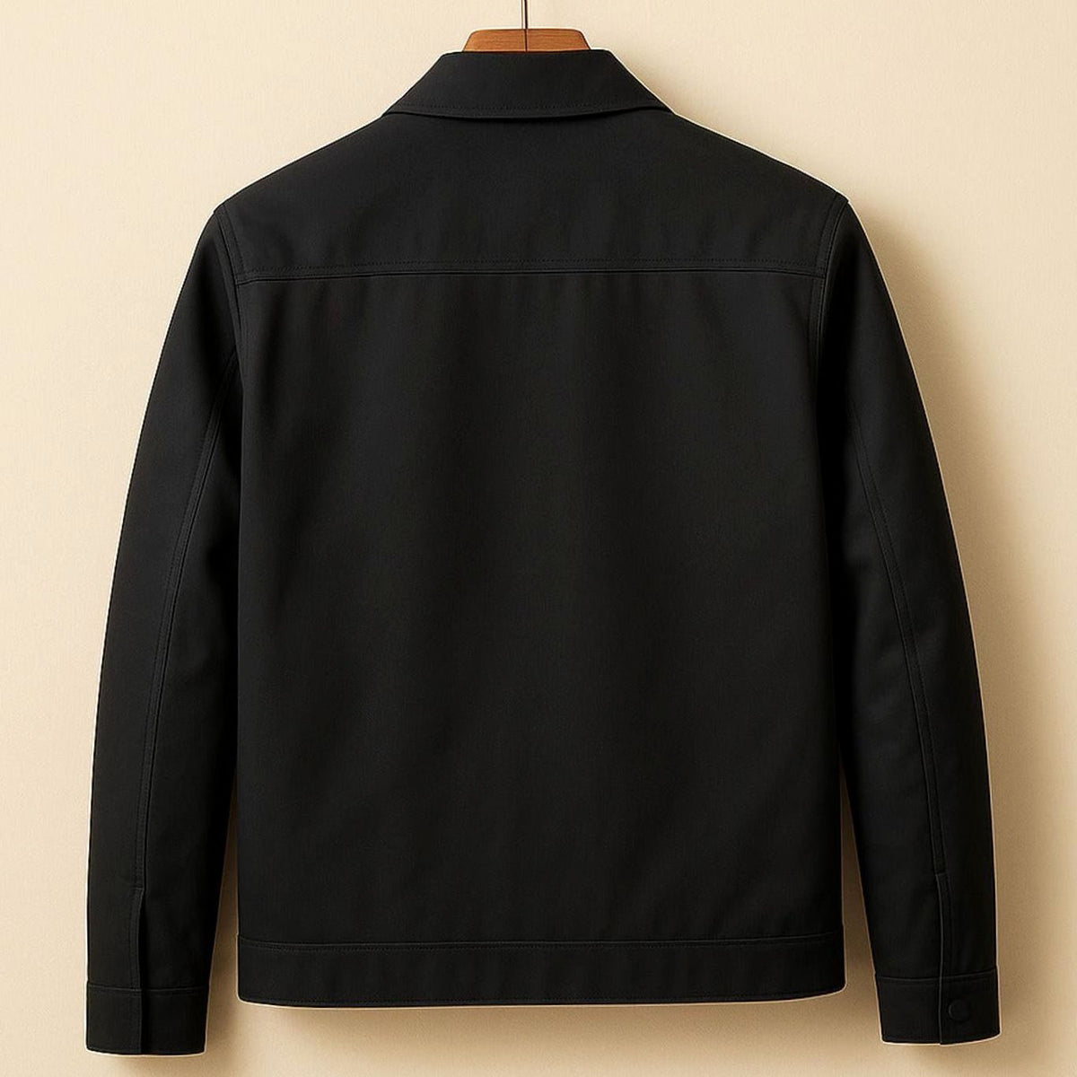 Rugged Harrington Bomber Jacket for Men with Point Collar Long Sleeve Zip Front Check Lining Style