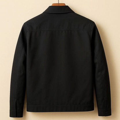 Rugged Harrington Bomber Jacket for Men with Point Collar Long Sleeve Zip Front Check Lining Style
