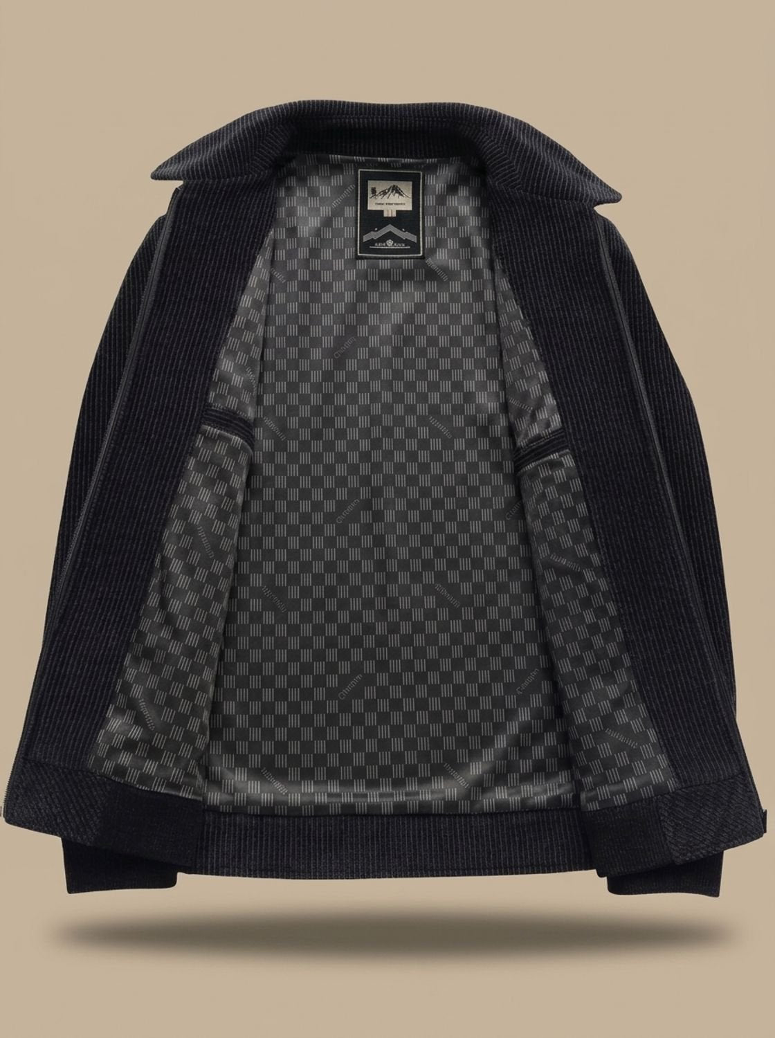Cozy Corduroy Harrington Jacket for Men with Point Collar Long Sleeve Zip Front Ribbed Hem Style