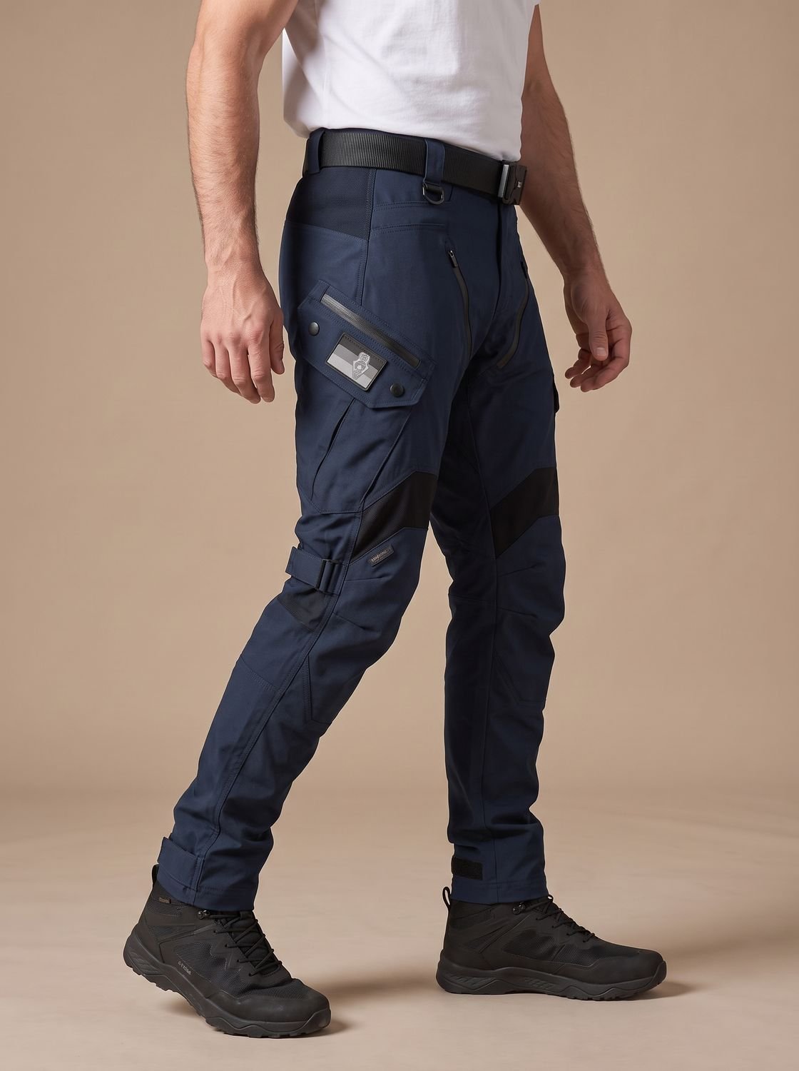 Rugged Tactical Cargo Pants for Men with Waterproof Multi-Pocket Articulated Zip Tapered Style