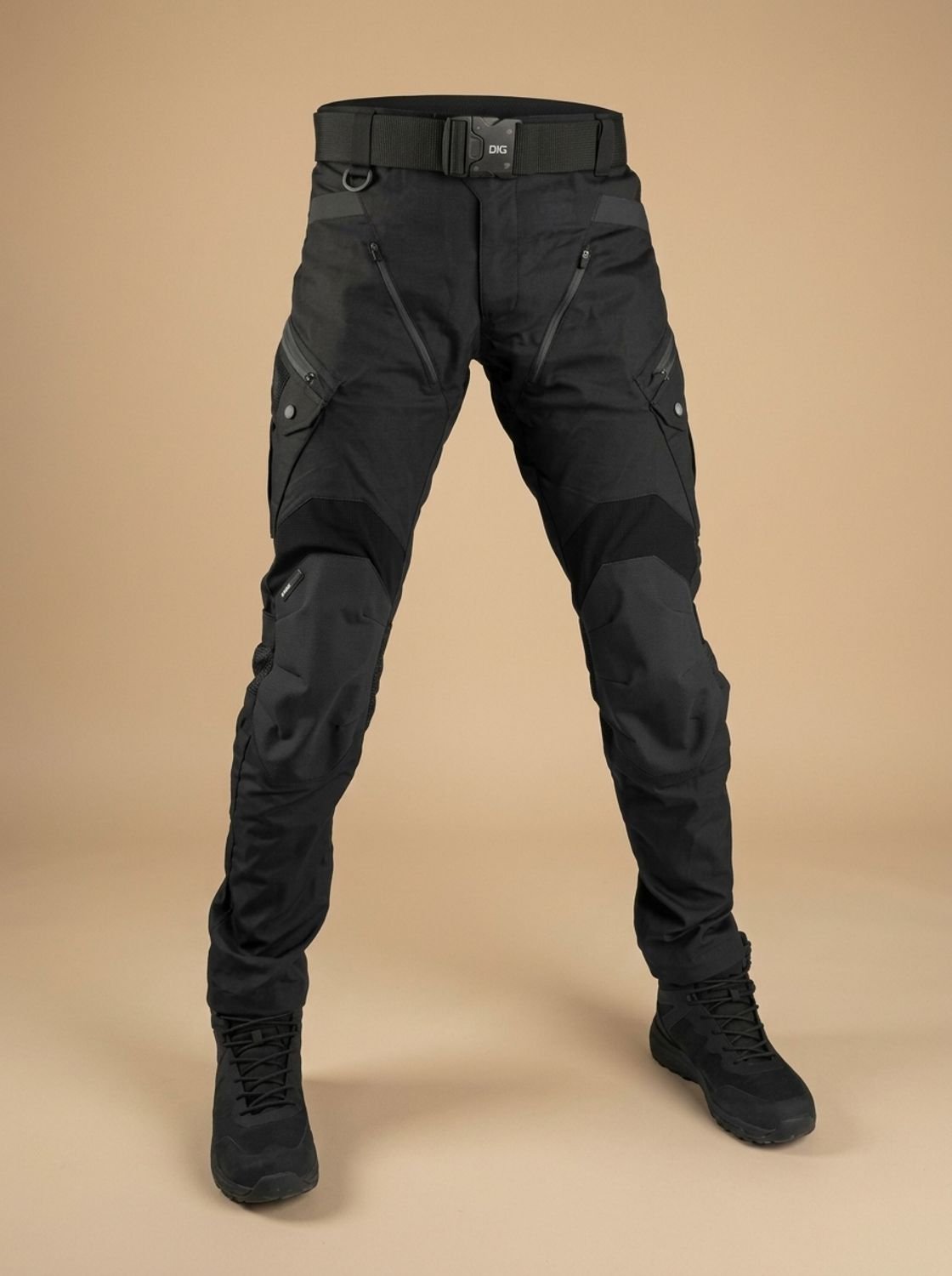 Rugged Tactical Cargo Pants for Men with Waterproof Multi-Pocket Articulated Zip Tapered Style