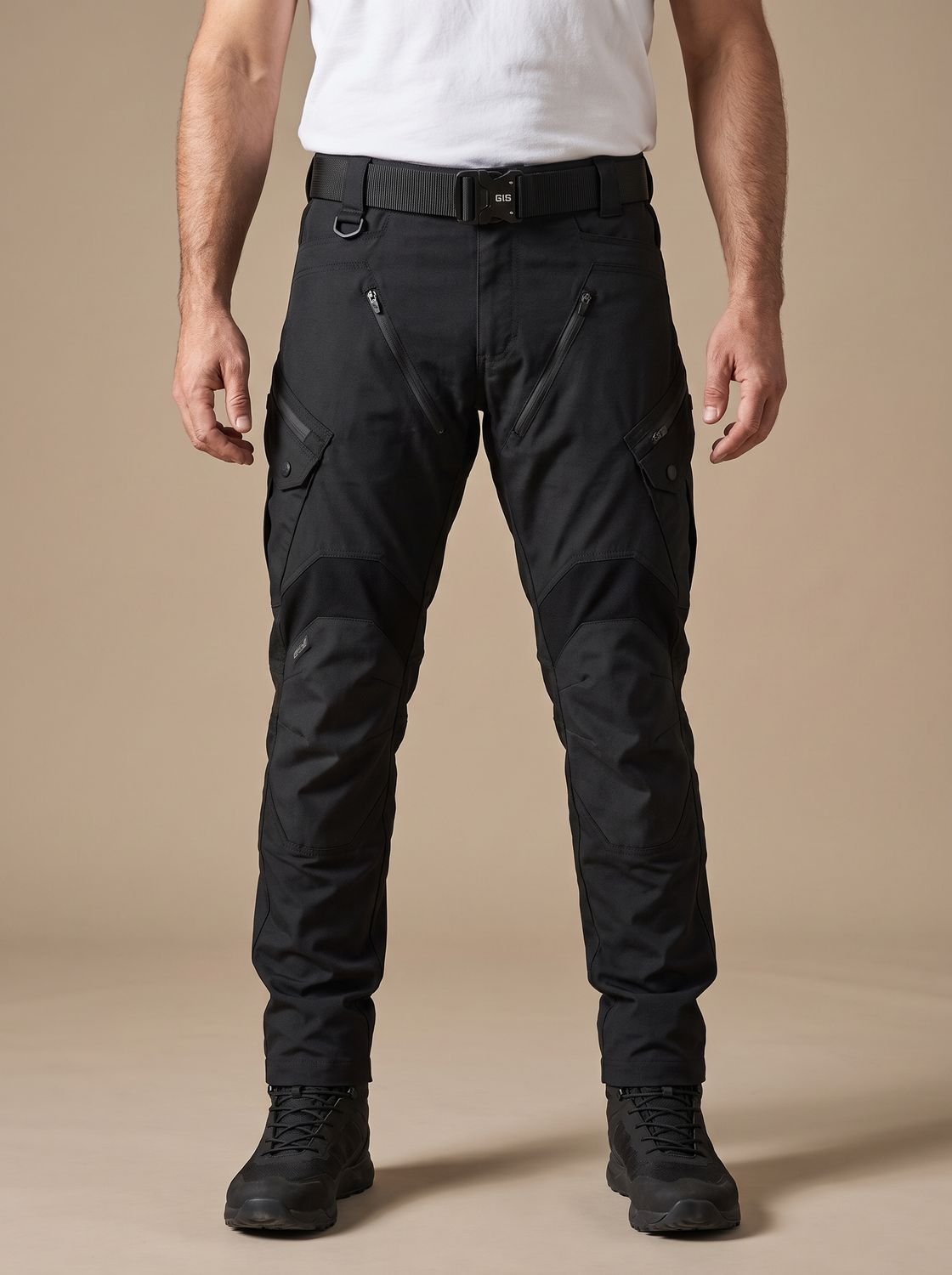 Rugged Tactical Cargo Pants for Men with Waterproof Multi-Pocket Articulated Zip Tapered Style